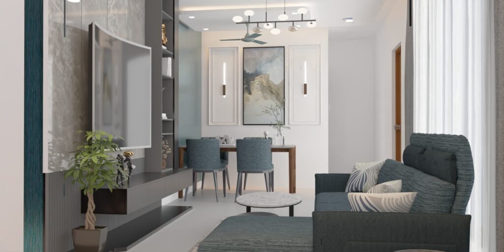 3D walkthrough design of a complete 2BHK residential interior designer portfolio in Mumbai