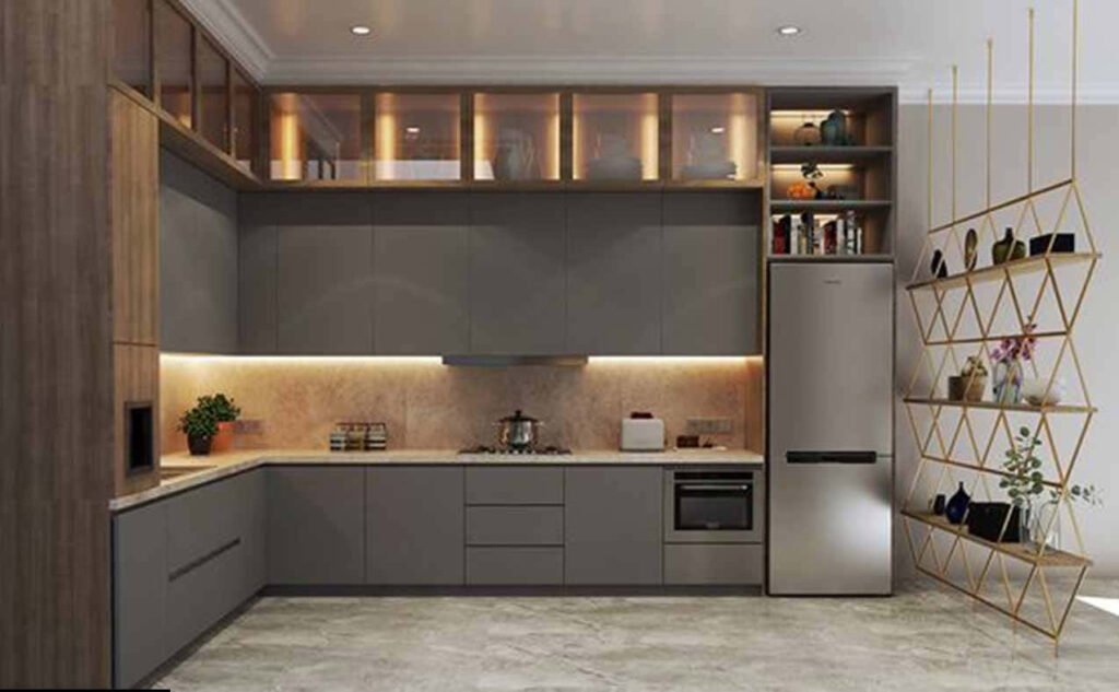 Contemporary modular kitchen with matte finish cabinets – Interior Design Services in Mumbai