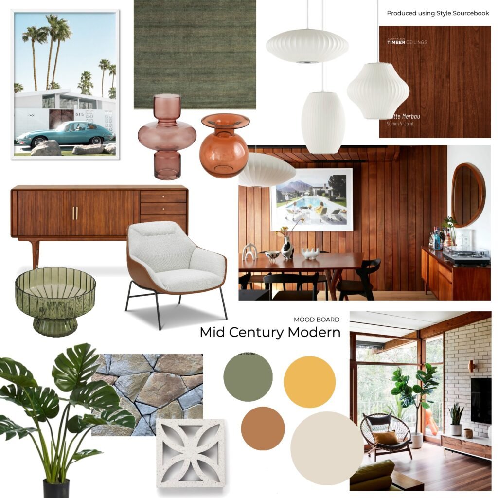 Flat lay of mood board showing materials, finishes, and décor themes for Mumbai home interiors